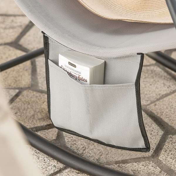 Rootz Garden Rocking Lounger - Solstol - Trädgårdsstol - Ergonomisk design - Syntetfibertyg - Förvaringsficka - Stöder upp till 120 kg - 145cm x 84cm