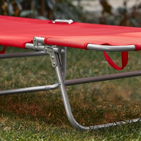 Rootz justerbar solstol med baldakin - Trädgårdssäng - Strandsäng - Slitstark metallram - Syntetfibertyg - Flerläges - Förvaringsficka - 195 cm x 90 c