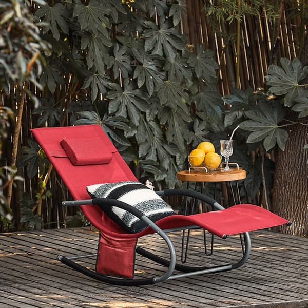 Rootz Garden Lounger - Aurinkotuoli ja laukku - Lepotuoli - Hengittävä synteettinen kuitukangas - Irrotettava tyyny - Integroidut sivutaskut - Pehmeät