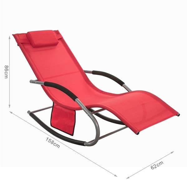 Rootz Garden Lounger - Aurinkotuoli ja laukku - Lepotuoli - Hengittävä synteettinen kuitukangas - Irrotettava tyyny - Integroidut sivutaskut - Pehmeät