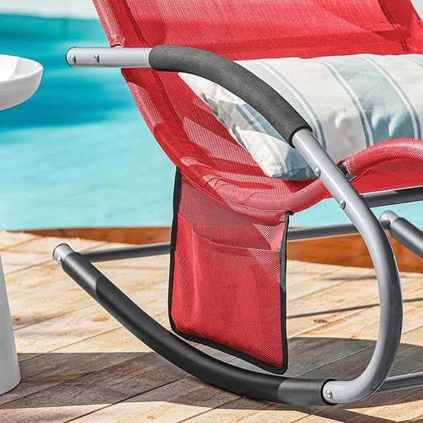 Rootz Garden Lounger - Aurinkotuoli ja laukku - Lepotuoli - Hengittävä synteettinen kuitukangas - Irrotettava tyyny - Integroidut sivutaskut - Pehmeät