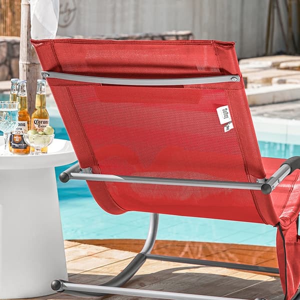 Rootz Garden Lounger - Aurinkotuoli ja laukku - Lepotuoli - Hengittävä synteettinen kuitukangas - Irrotettava tyyny - Integroidut sivutaskut - Pehmeät