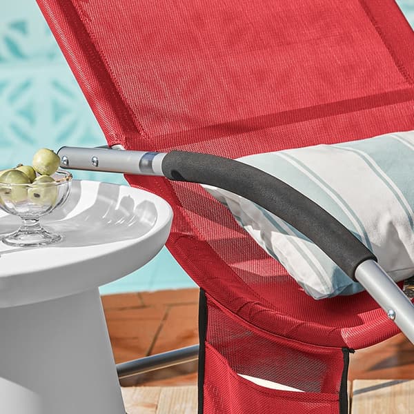 Rootz Garden Lounger - Aurinkotuoli ja laukku - Lepotuoli - Hengittävä synteettinen kuitukangas - Irrotettava tyyny - Integroidut sivutaskut - Pehmeät