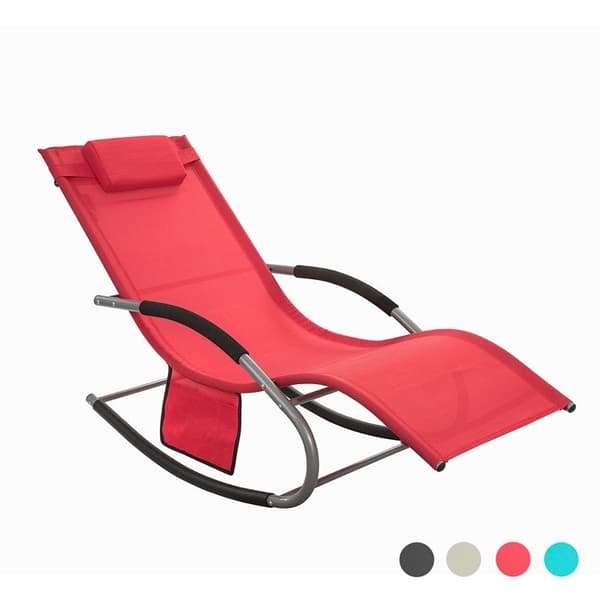 Rootz Garden Lounger - Aurinkotuoli ja laukku - Lepotuoli - Hengittävä synteettinen kuitukangas - Irrotettava tyyny - Integroidut sivutaskut - Pehmeät