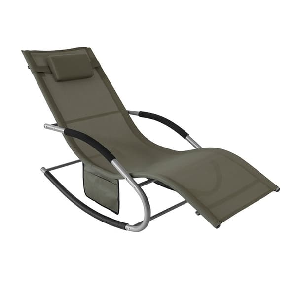 Rootz Elegant Solstol - Rocking Garden Lounger - Solstol - Andas syntetiska fibrer - Avtagbar kudde - Integrerade sidofickor - Mjuka EVA-armstöd - 150