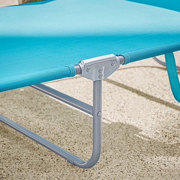Rootz Justerbar liggestol - Strandseng - Haveseng - Sammenklappelig, åndbar, med sidelomme - Blå - 195 cm x 58 cm x 63 cm