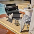 Miniatyrbild 4 av 9: Rootz justerbar solstol - Strandstol - Trädgårdsstol - Vikbart, ventilerande tyg, med kudde och sidficka - Svart - 195cm x 58cm x 63cm
