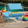 Miniatyrbild 3 av 9: Rootz justerbar solstol med kapell - Trädgårdsstol - Hopfällbar strandstol - Slitstark metallram - Syntetfibertyg - Förvaringsficka - 195 cm x 90 cm x