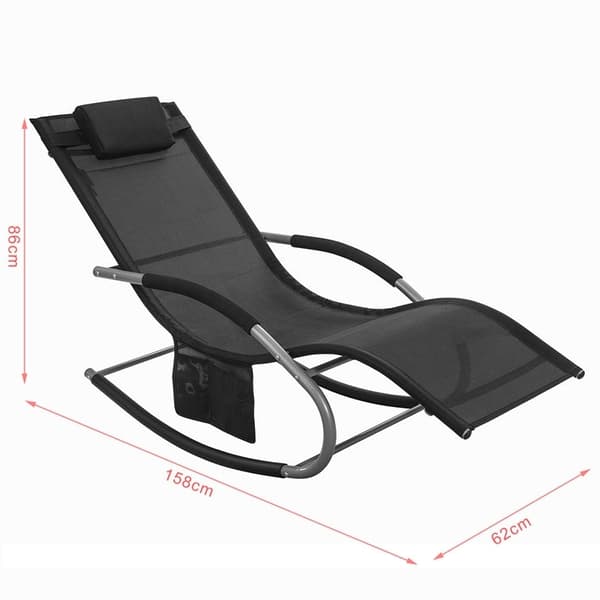 Rootz Elegant Garden Lounger - Solseng - Gyngestol - Åndbar syntetisk fiber - Aftagelig pude - Integrerede sidelommer - Metalramme med EVA-armlæn - 15
