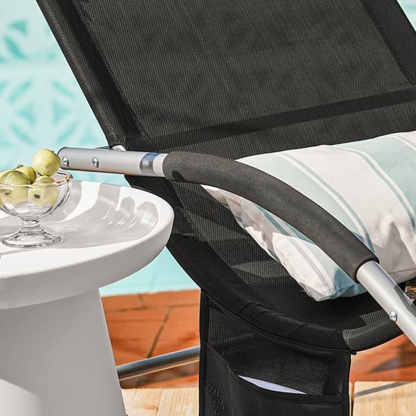 Rootz Elegant Garden Lounger - Solseng - Gyngestol - Åndbar syntetisk fiber - Aftagelig pude - Integrerede sidelommer - Metalramme med EVA-armlæn - 15