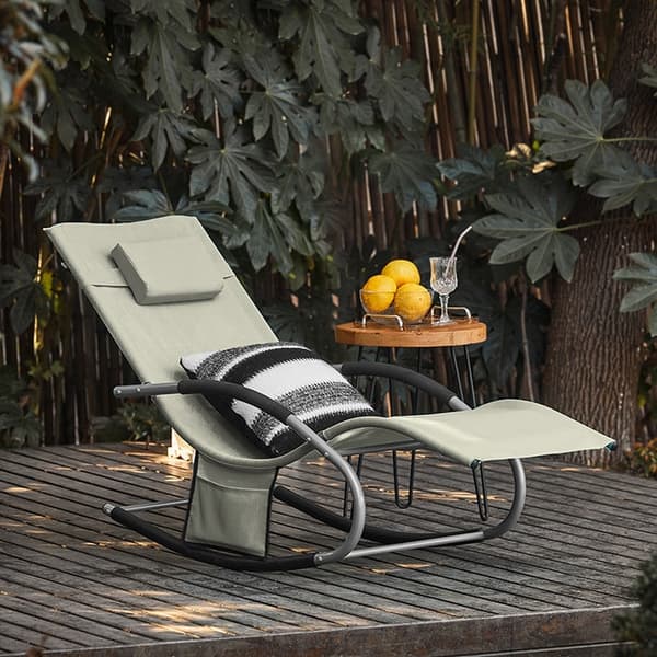 Rootz Garden Lounger - Aurinkotuoli ja laukku - Lepotuoli - Hengittävä synteettinen kuitukangas - Irrotettava tyyny - Integroidut sivutaskut - Pehmeät