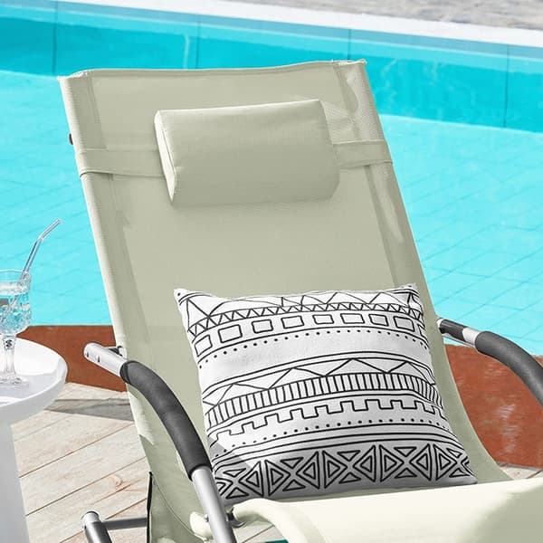 Rootz Garden Lounger - Aurinkotuoli ja laukku - Lepotuoli - Hengittävä synteettinen kuitukangas - Irrotettava tyyny - Integroidut sivutaskut - Pehmeät