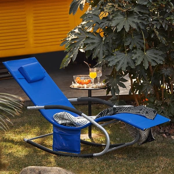 Rootz Garden Lounger - Aurinkotuoli - Lepotuoli - Hengittävä synteettinen kuitu - Irrotettava tyyny - Integroidut sivutaskut - Pehmeät EVA-käsinojat -