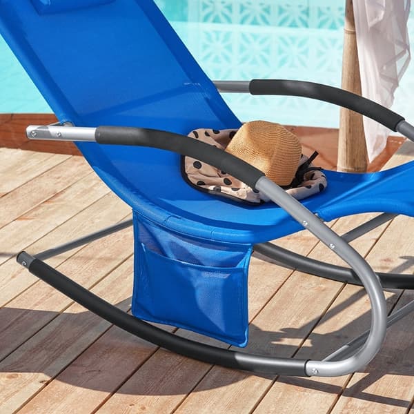 Rootz Garden Lounger - Aurinkotuoli - Lepotuoli - Hengittävä synteettinen kuitu - Irrotettava tyyny - Integroidut sivutaskut - Pehmeät EVA-käsinojat -