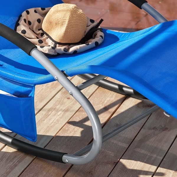 Rootz Garden Lounger - Aurinkotuoli - Lepotuoli - Hengittävä synteettinen kuitu - Irrotettava tyyny - Integroidut sivutaskut - Pehmeät EVA-käsinojat -