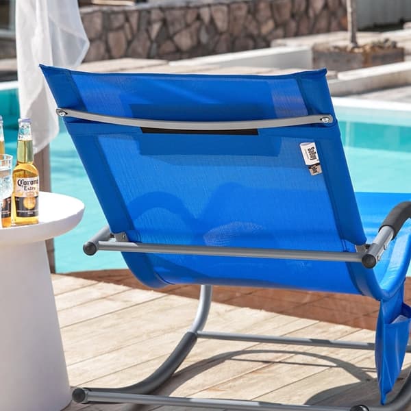 Rootz Garden Lounger - Aurinkotuoli - Lepotuoli - Hengittävä synteettinen kuitu - Irrotettava tyyny - Integroidut sivutaskut - Pehmeät EVA-käsinojat -