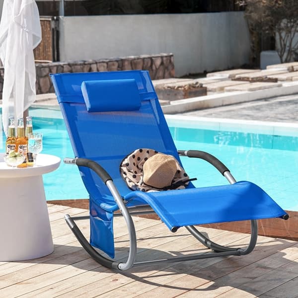 Rootz Garden Lounger - Aurinkotuoli - Lepotuoli - Hengittävä synteettinen kuitu - Irrotettava tyyny - Integroidut sivutaskut - Pehmeät EVA-käsinojat -