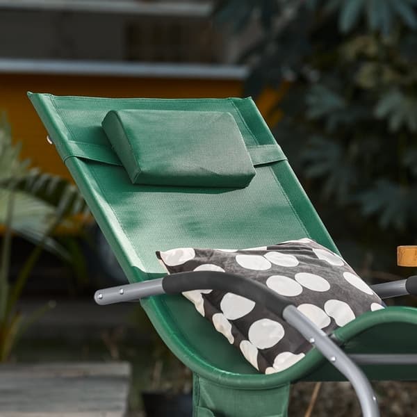 Rootz Garden Lounger - Aurinkotuoli - Lepotuoli - Hengittävä synteettinen kuitu - Irrotettava tyyny - Integroidut sivutaskut - Pehmeät EVA-käsinojat -