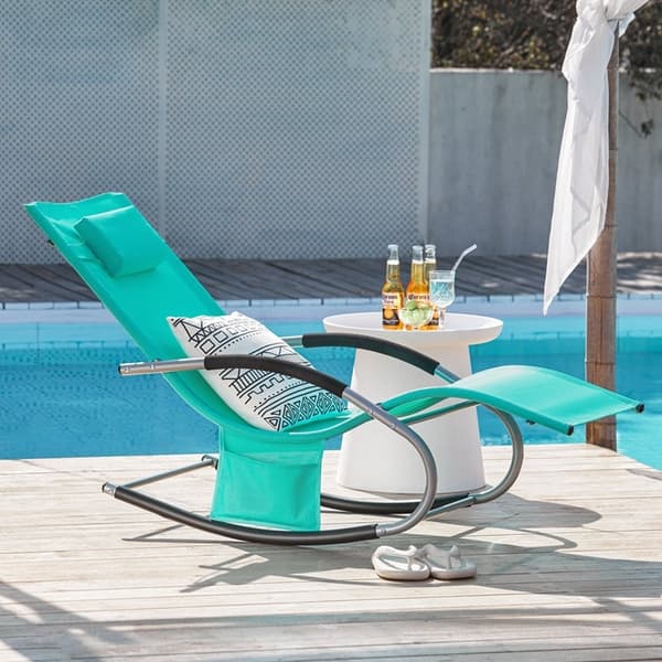 Rootz Garden Lounger - Aurinkotuoli - Lepotuoli - Hengittävä synteettinen kuitu - Irrotettava tyyny - Integroidut sivutaskut - Pehmeät EVA-käsinojat -