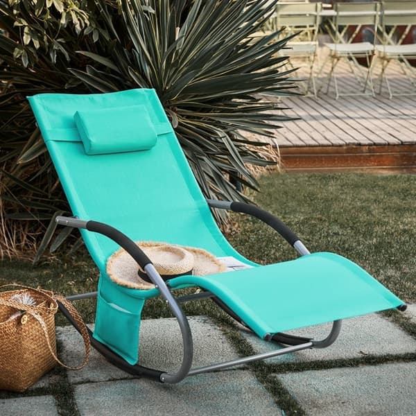 Rootz Garden Lounger - Aurinkotuoli - Lepotuoli - Hengittävä synteettinen kuitu - Irrotettava tyyny - Integroidut sivutaskut - Pehmeät EVA-käsinojat -