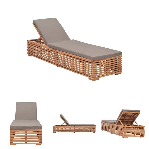 The Living Store Aurinkotuoli tummanharmaa pehmuste täysi tiikki -  Aurinkotuolit