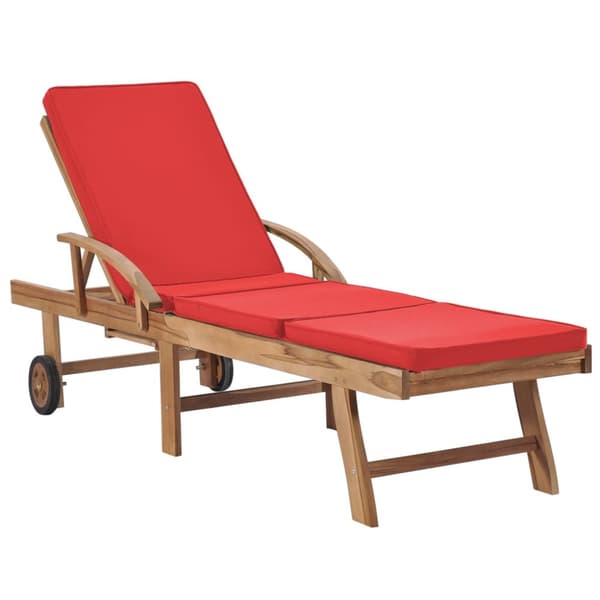The Living Store Solsängar med dynor 2 st massiv teak röd -  Solsängar