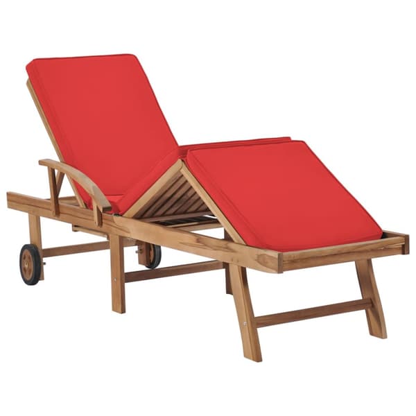 The Living Store Solsängar med dynor 2 st massiv teak röd -  Solsängar