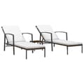 Miniatyrbillede 3 af 11: The Living Store liggestole 2 stk. med bord polyrattan brun -  Solsenge & liggestole