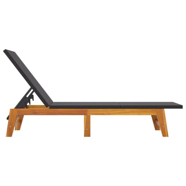 The Living Store liggestole 2 stk. polyrattan og massivt akacietræ sort og brun -  Solsenge & liggestole