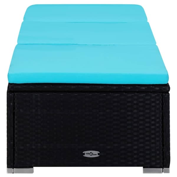 The Living Store Solsängar och sidobord 3 delar konstrotting svart -  Solsängar