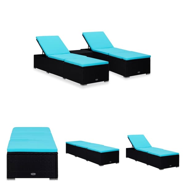 The Living Store Solsängar och sidobord 3 delar konstrotting svart -  Solsängar