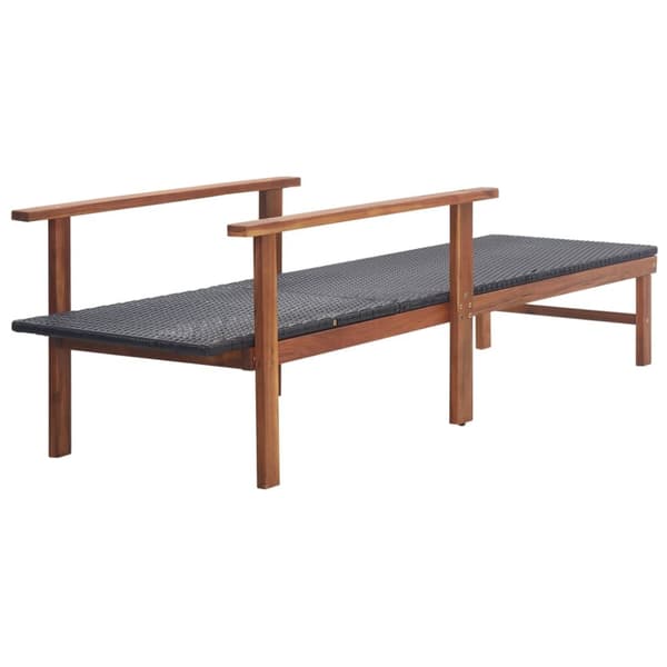 The Living Store Solsäng konstrotting och massivt akaciaträ svart -  Solsängar