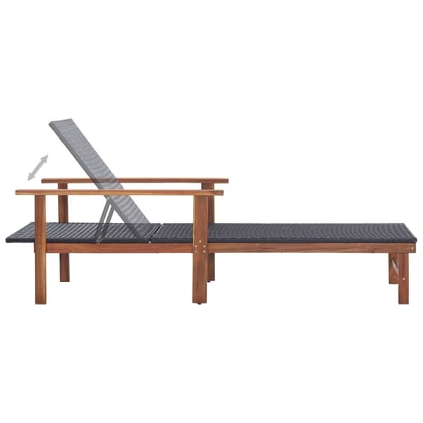 The Living Store Solsäng konstrotting och massivt akaciaträ svart -  Solsängar