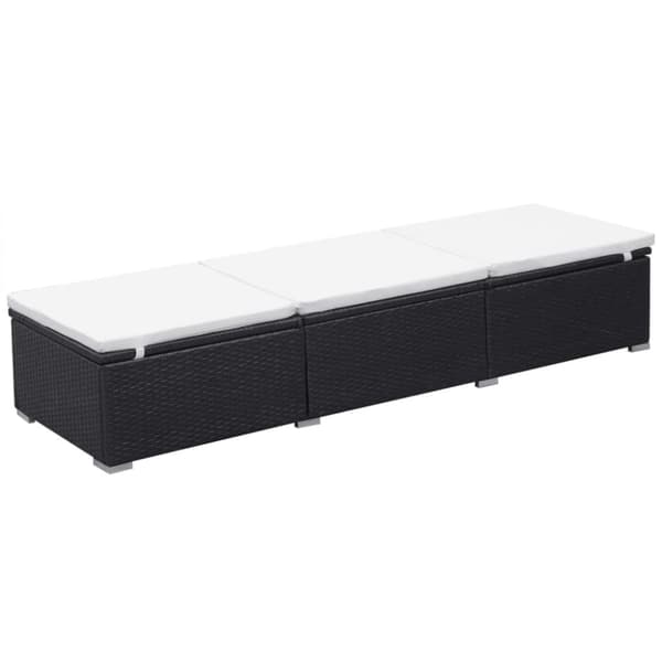 The Living Store liggestole med hynder 2 stk. polyrattan sort -  Solsenge & liggestole