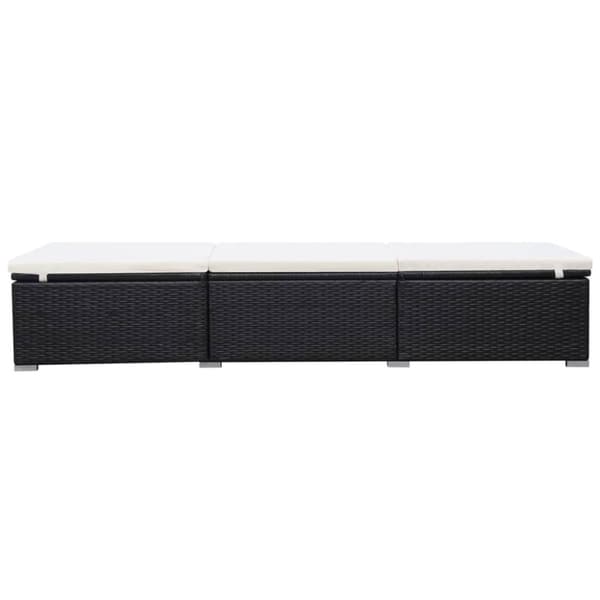The Living Store liggestole med hynder 2 stk. polyrattan sort -  Solsenge & liggestole