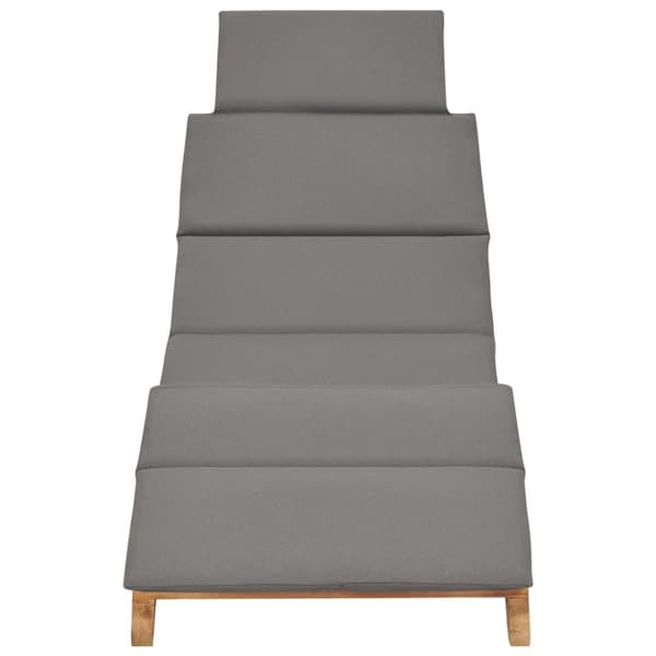 The Living Store Hopfällbar solsäng med mörkgrå dyna massiv teak -  Solsängar