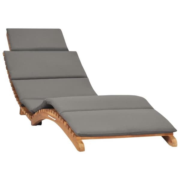 The Living Store Hopfällbar solsäng med mörkgrå dyna massiv teak -  Solsängar