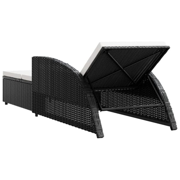 The Living Store liggestol med cremefarvet hynde polyrattan sort -  Solsenge & liggestole