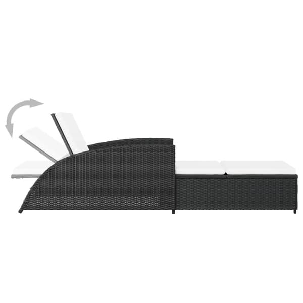 The Living Store liggestol med cremefarvet hynde polyrattan sort -  Solsenge & liggestole