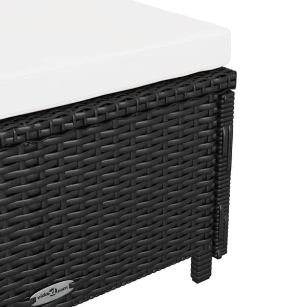 The Living Store liggestol med cremefarvet hynde polyrattan sort -  Solsenge & liggestole
