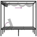 Miniatyrbild 8 av 11: The Living Store Solsäng för 2 personer med sidogardiner och toppkappa antracit -  Solsängar