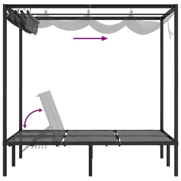 The Living Store Solsäng för 2 personer med sidogardiner och toppkappa antracit -  Solsängar