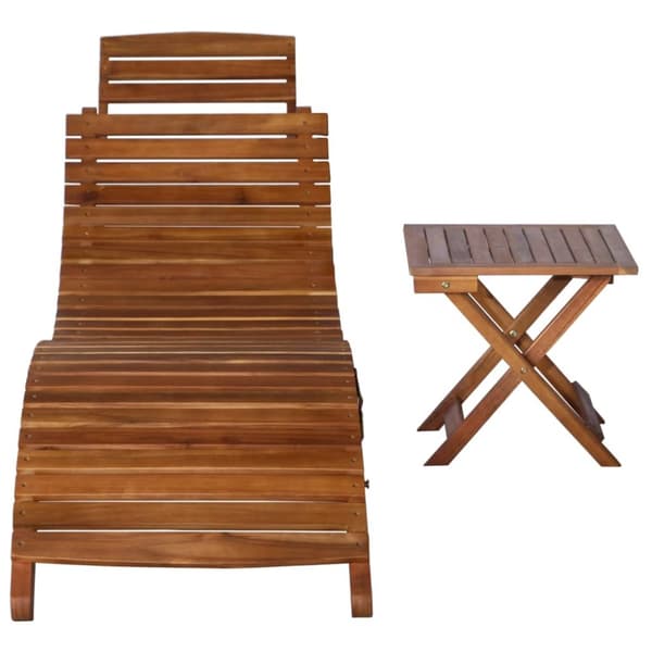 The Living Store Solsäng med bord massivt akaciaträ brun -  Solsängar