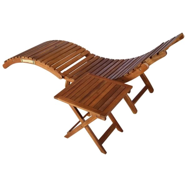 The Living Store Solsäng med bord massivt akaciaträ brun -  Solsängar