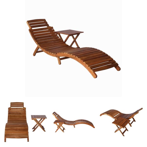 The Living Store Solsäng med bord massivt akaciaträ brun -  Solsängar