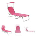 Pikkukuva 1 / 10: The Living Store Kokoontaitettava aurinkotuoli katoksella teräs magenta pinkki -  Aurinkotuolit