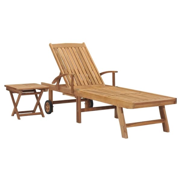 The Living Store Solsäng med bord massiv teak -  Solsängar