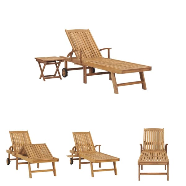 The Living Store Solsäng med bord massiv teak -  Solsängar