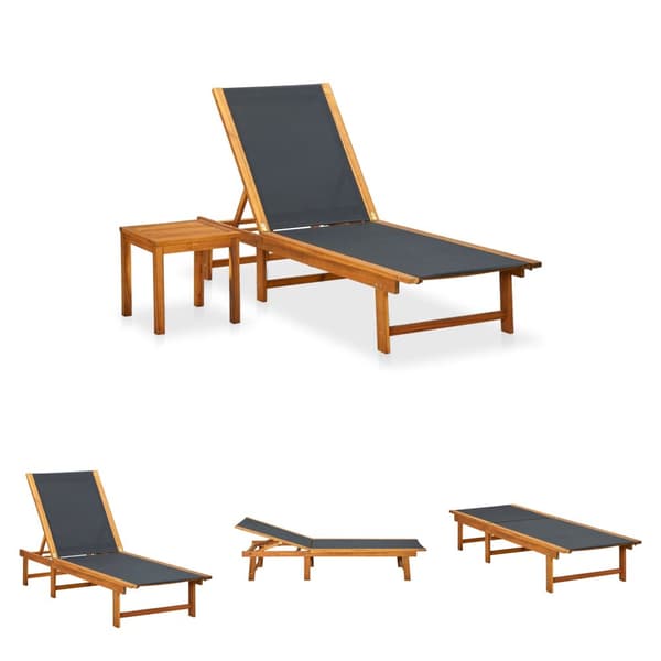 The Living Store liggestol med bord massivt akacietræ og textilene -  Solsenge & liggestole