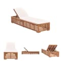 Miniatyrbild 1 av 9: The Living Store Solsäng med gräddvit dyna massiv teak -  Solsängar